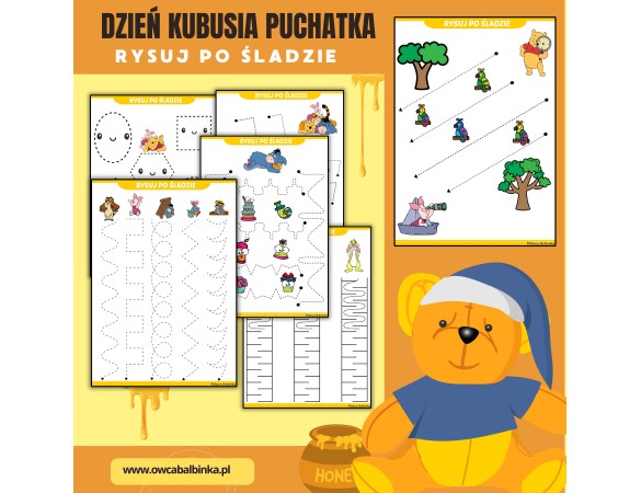 Dzień Kubusia Puchatka / rysuj po śladzie