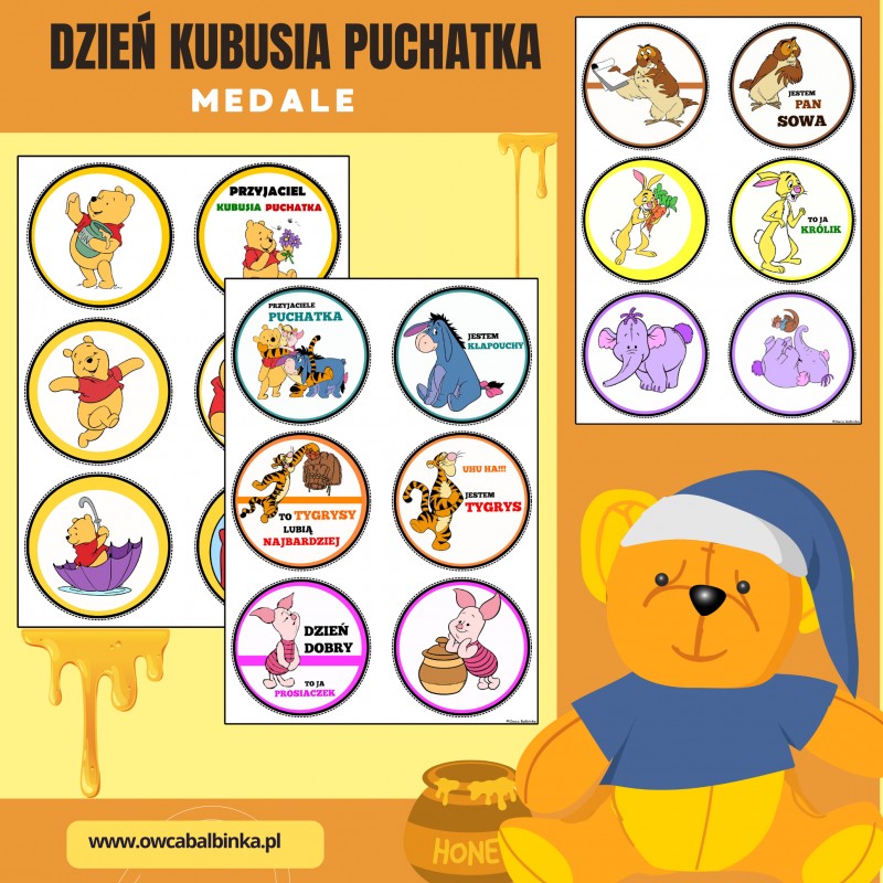 Karty Pracy / Dzień Kubusia Puchatka / Medale
