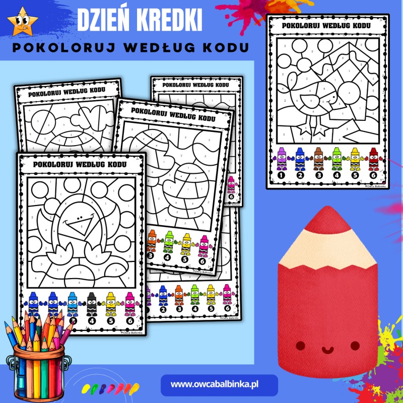 Dzień kredki - pokoloruj według kodu