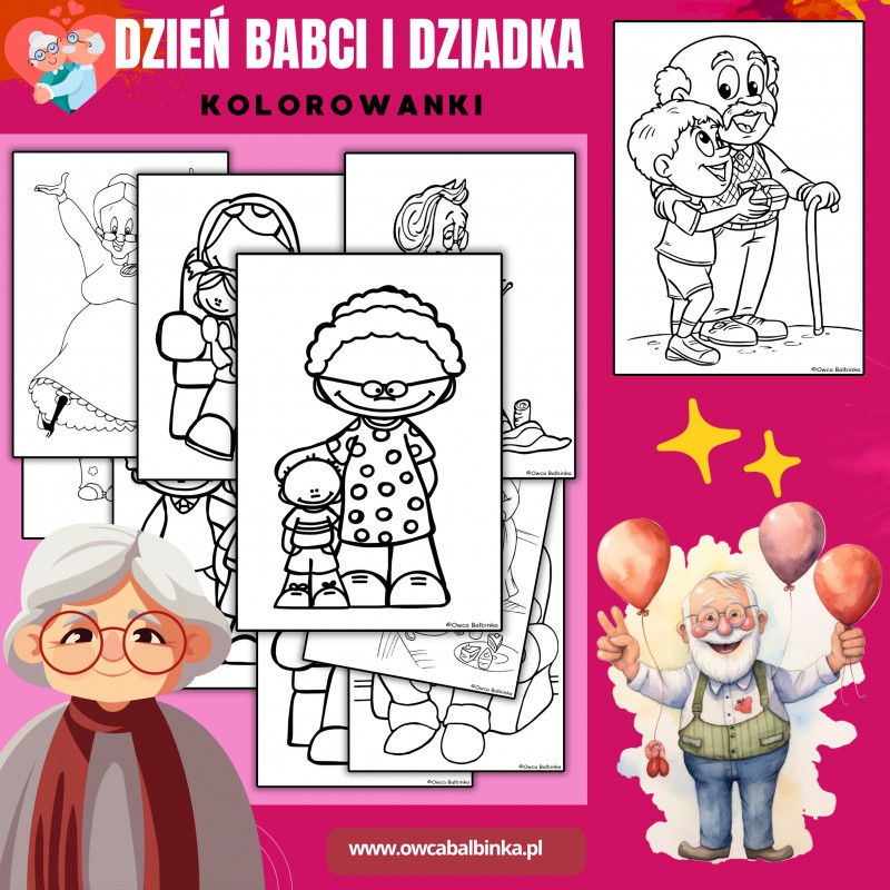 Dzień Babci i Dziadka - kolorowanki
