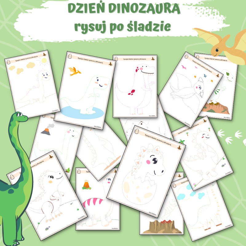 Rysuj po śladzie- Dzień Dinozaura