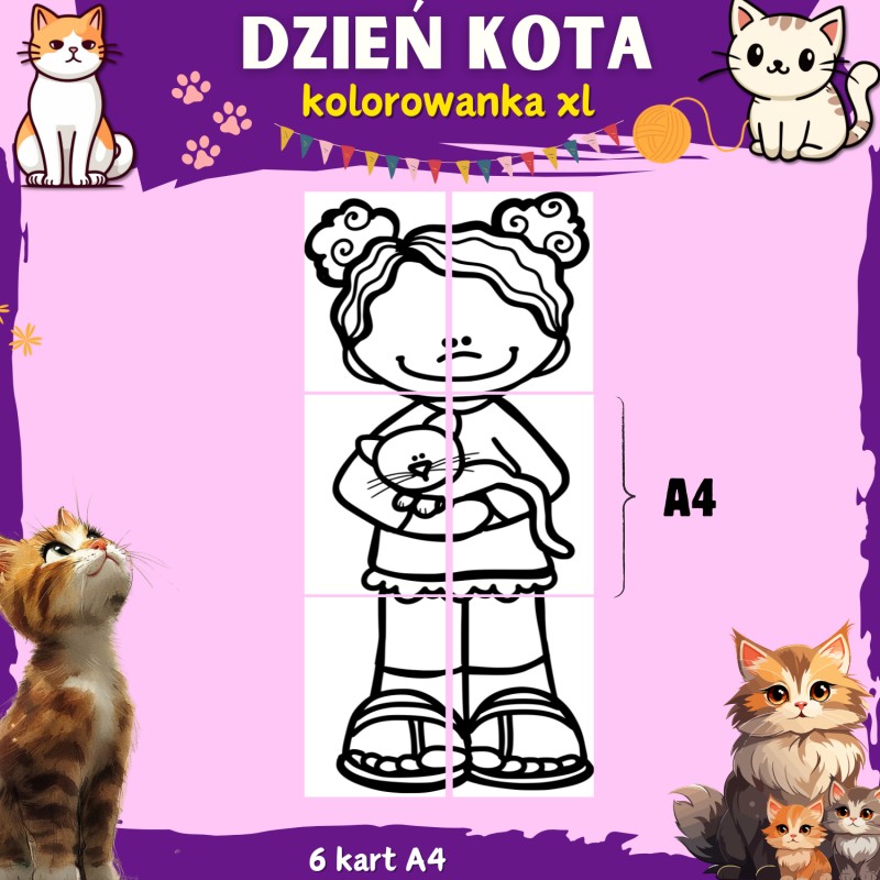 Kolorowanka xl- Dzień Kota