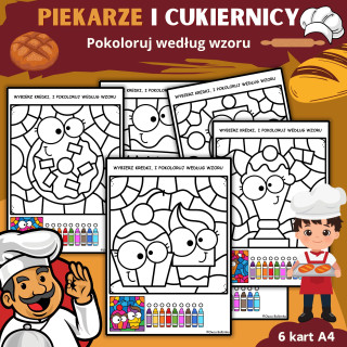 PIEKARZE I CUKIERNICY - pokoloruj według wzoru