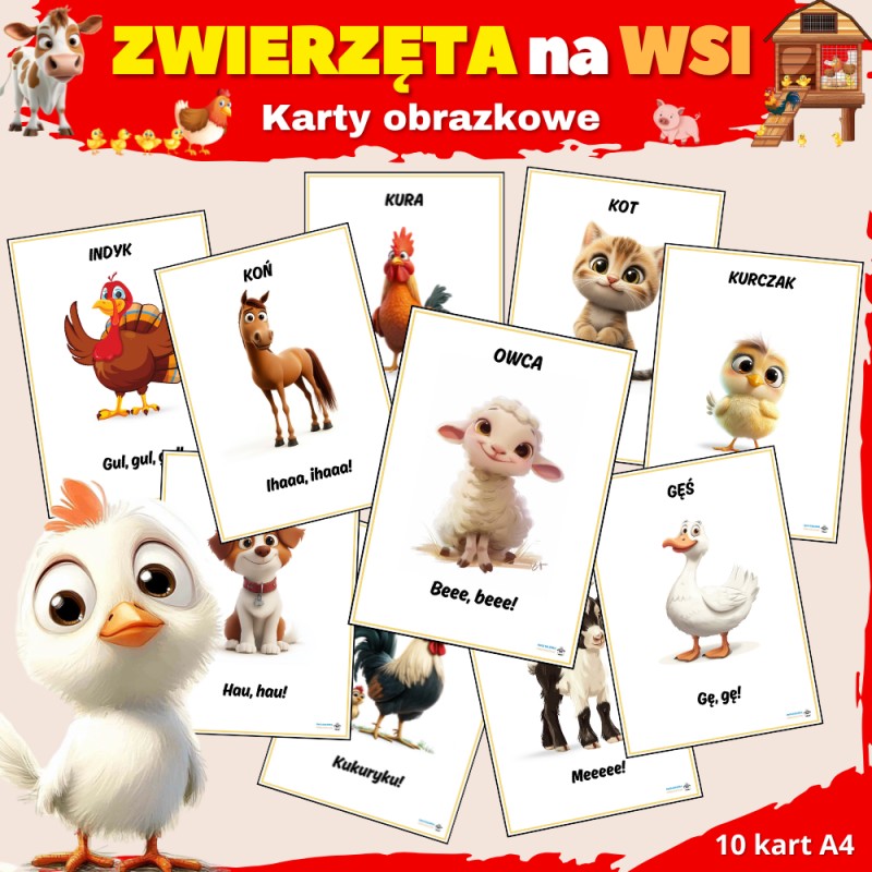 Ilustracje zwierząt- Zwierzęta na wsi