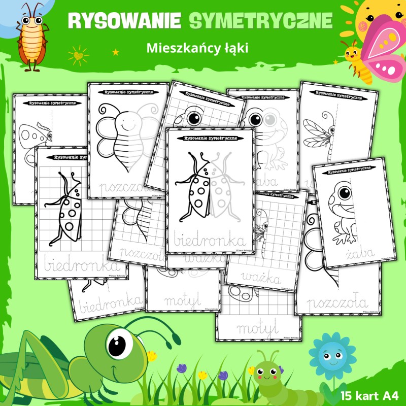 MIESZKAŃCY ŁĄKI - rysowanie symetryczne