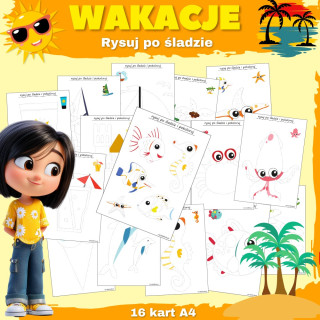 Wakacje- Rysuj po śladzie
