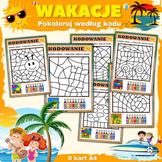 Wakacje - Pokoloruj według kodu