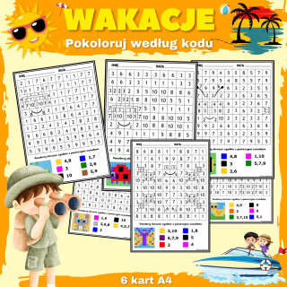 Wakacje - Pokoloruj według kodu