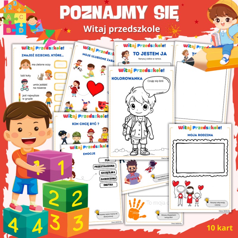 Zestaw WITAJ PRZEDSZKOLE – karty PDF na start roku dla przedszkolaków