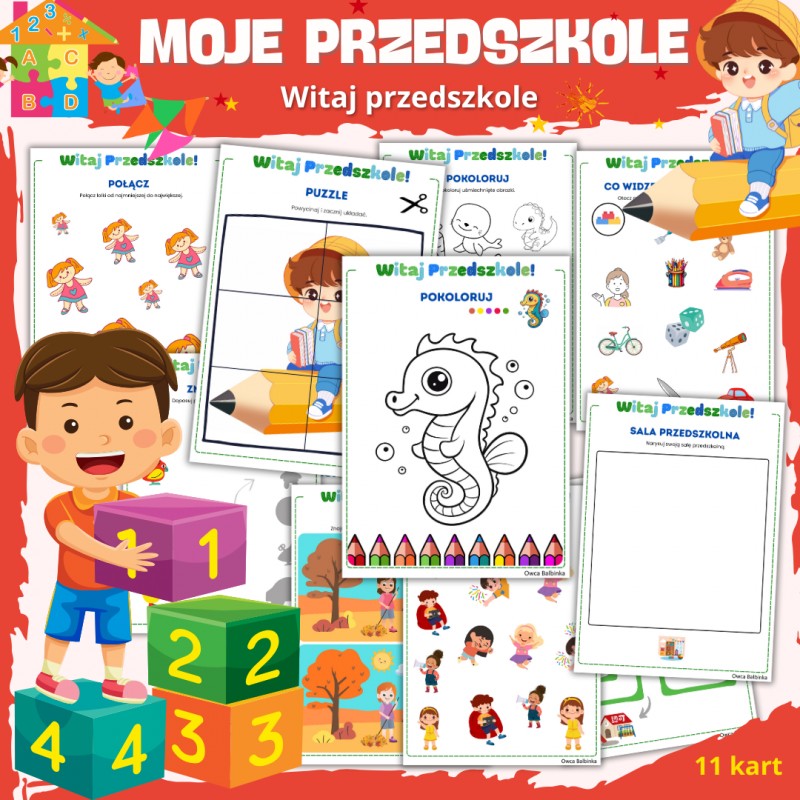 Zestaw WITAJ PRZEDSZKOLE – karty PDF na start roku dla przedszkolaków