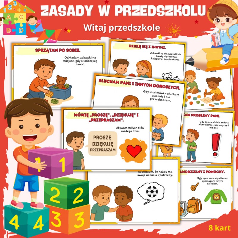 Zestaw WITAJ PRZEDSZKOLE – karty PDF na start roku dla przedszkolaków