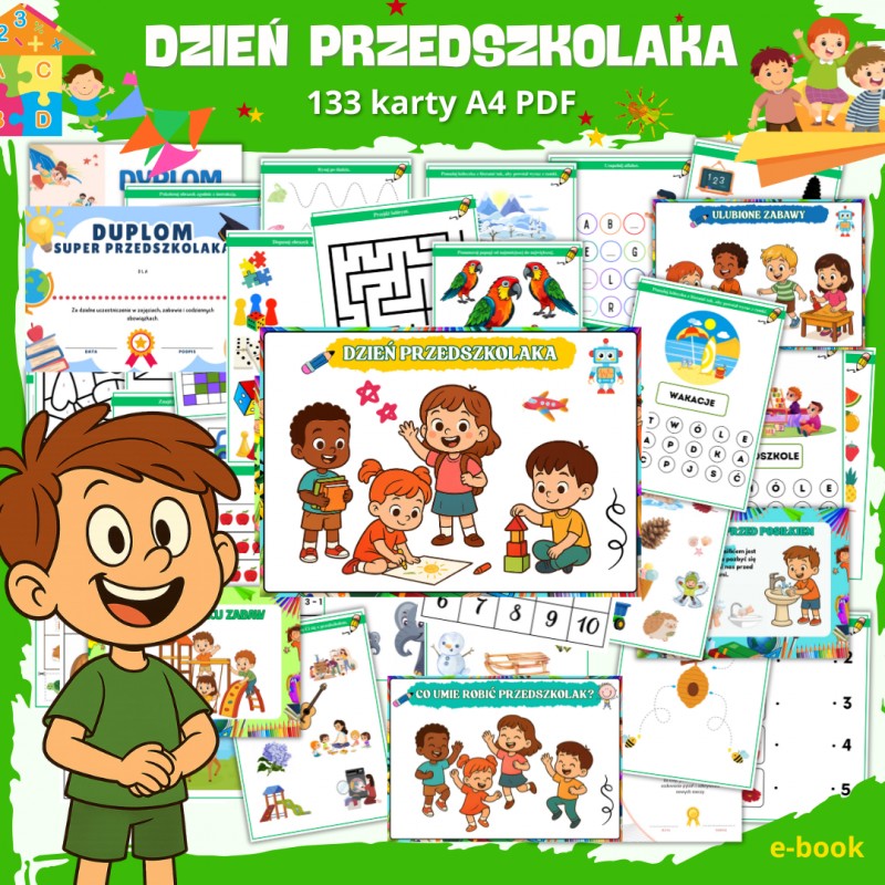 Zestaw DZIEŃ PRZEDSZKOLAKA – karty pracy i zabawy do druku dla dzieci