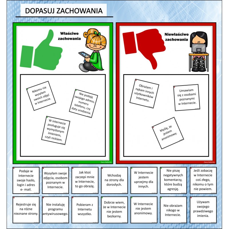 Bezpieczny Internet Karty Pracy- Owca Balbinka