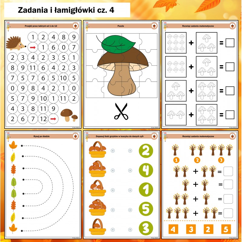 Jesień Łamigłówki Karty Pracy- Owca Balbinka