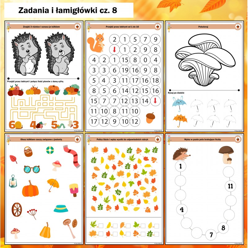 Jesień Łamigłówki Karty Pracy- Owca Balbinka
