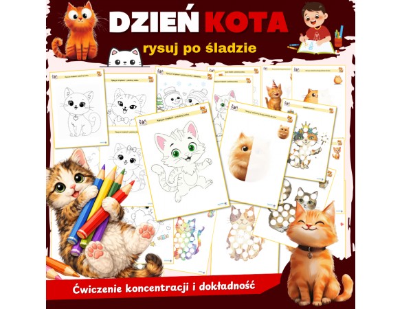 DZIEŃ KOTA- Rysuj po śladzie
