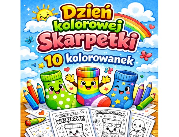 DZIEŃ KOLOROWEJ SKARPETKI - 10 kolorowanek