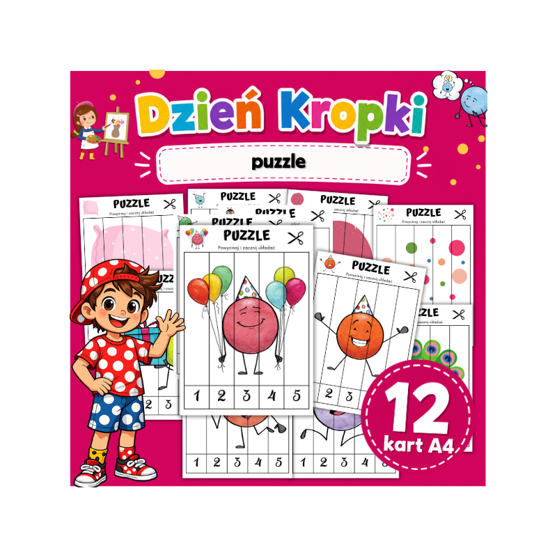 Dzień Kropki – puzzle | Karty pracy PDF do druku dla dziec