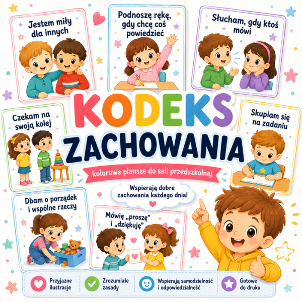 Kodeks zachowania dla przedszkola – plansze edukacyjne PDF