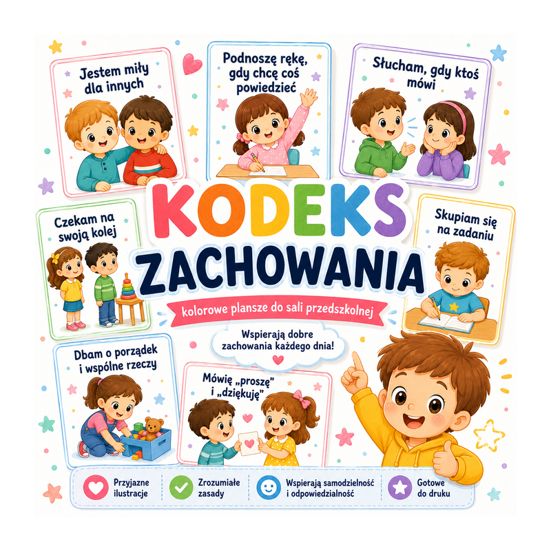 Kodeks zachowania dla przedszkola – plansze edukacyjne PDF