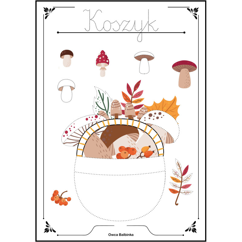 Jesienna grafomotoryka – karty pracy dla dzieci do druku PDF